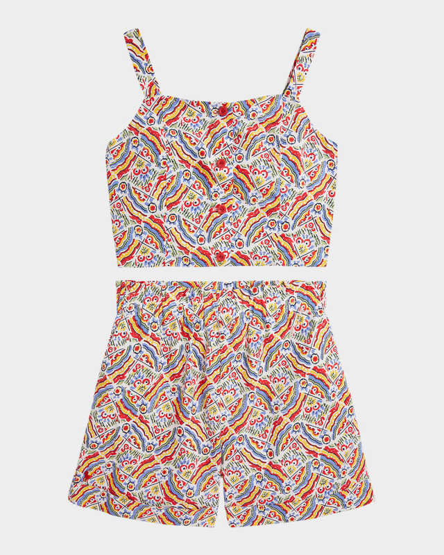 Girl's Riviera Printed Top & Shorts Set, Size 7-14